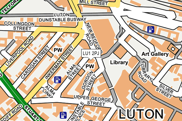 LU1 2PJ map - OS OpenMap – Local (Ordnance Survey)