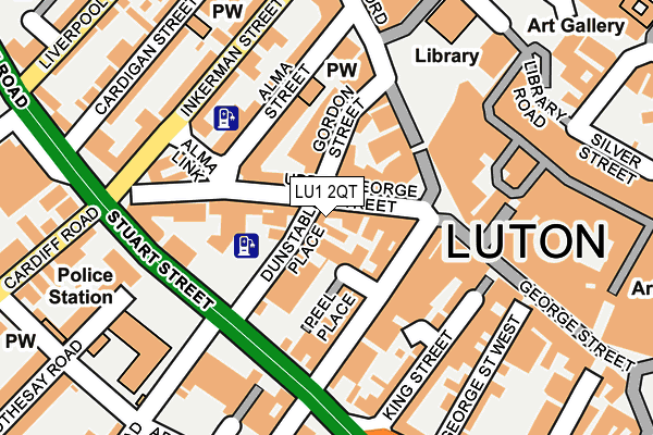 LU1 2QT map - OS OpenMap – Local (Ordnance Survey)