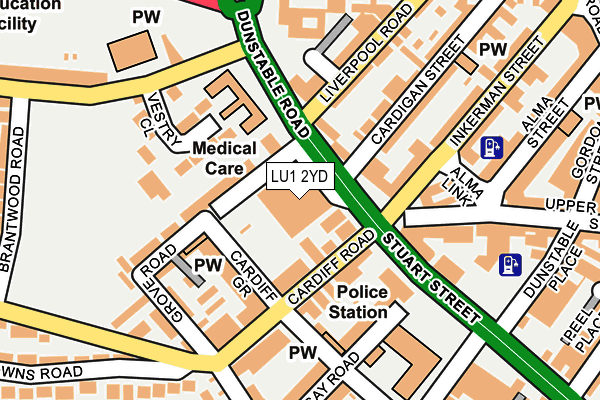 LU1 2YD map - OS OpenMap – Local (Ordnance Survey)