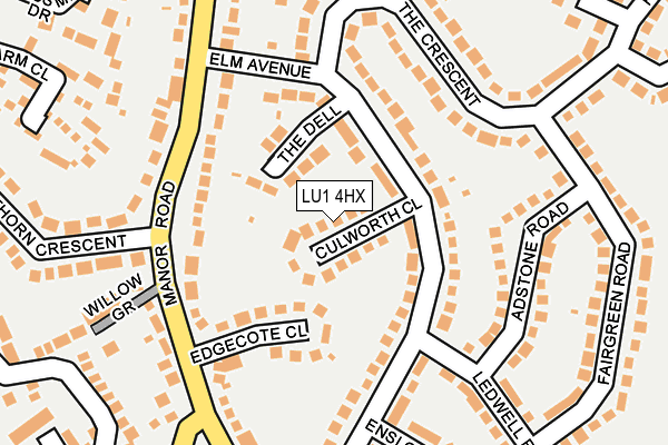 LU1 4HX map - OS OpenMap – Local (Ordnance Survey)