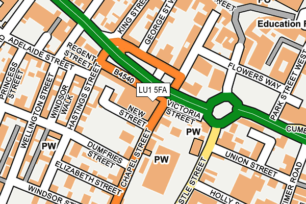 LU1 5FA map - OS OpenMap – Local (Ordnance Survey)