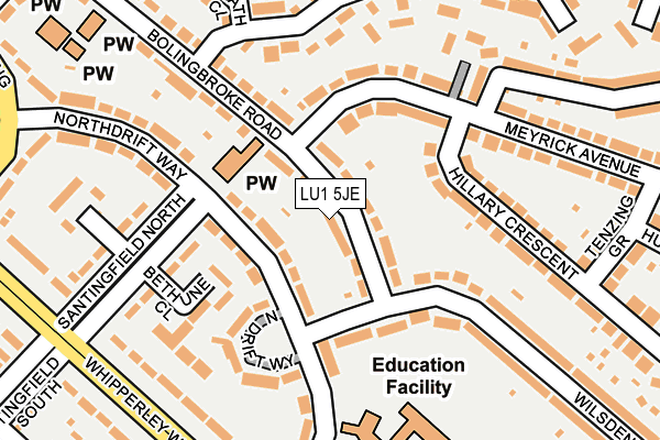 LU1 5JE map - OS OpenMap – Local (Ordnance Survey)