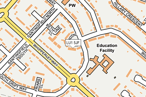 LU1 5JF map - OS OpenMap – Local (Ordnance Survey)