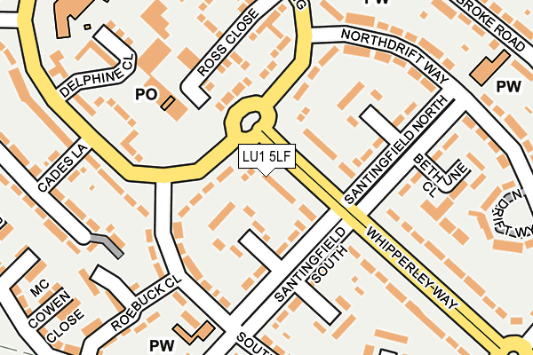 LU1 5LF map - OS OpenMap – Local (Ordnance Survey)