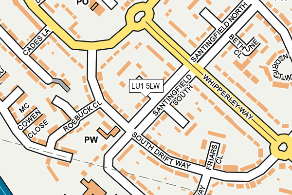 LU1 5LW map - OS OpenMap – Local (Ordnance Survey)