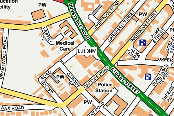 LU1 9NW map - OS OpenMap – Local (Ordnance Survey)