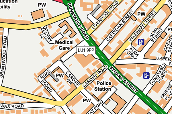 LU1 9PP map - OS OpenMap – Local (Ordnance Survey)