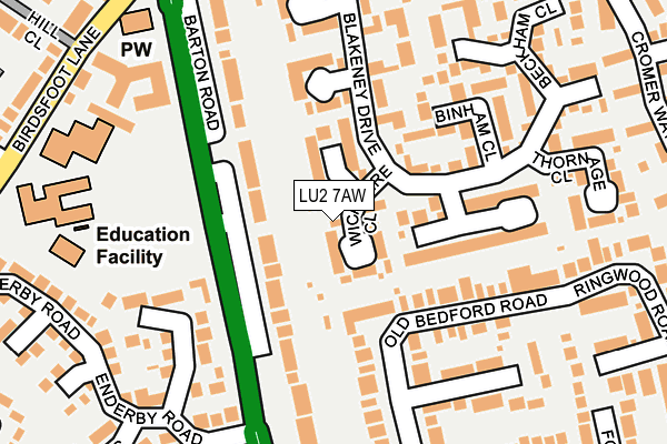 LU2 7AW map - OS OpenMap – Local (Ordnance Survey)