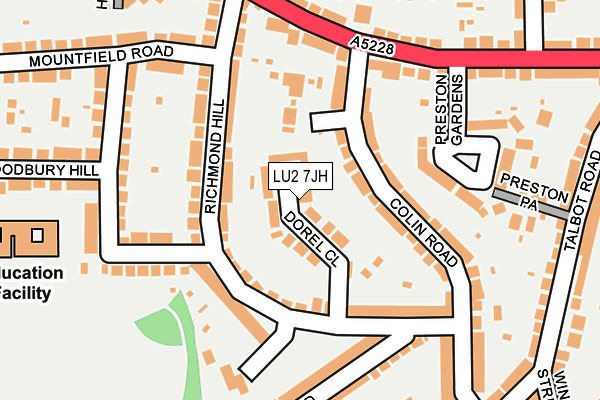 LU2 7JH map - OS OpenMap – Local (Ordnance Survey)