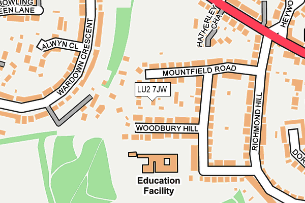 LU2 7JW map - OS OpenMap – Local (Ordnance Survey)