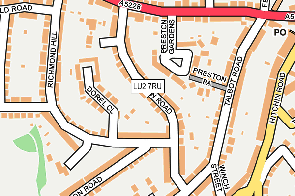 LU2 7RU map - OS OpenMap – Local (Ordnance Survey)