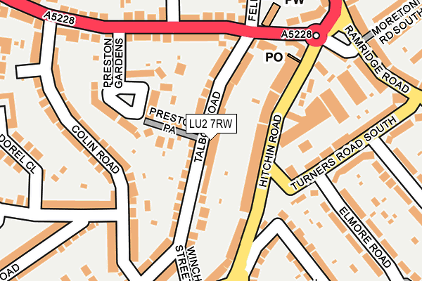 LU2 7RW map - OS OpenMap – Local (Ordnance Survey)