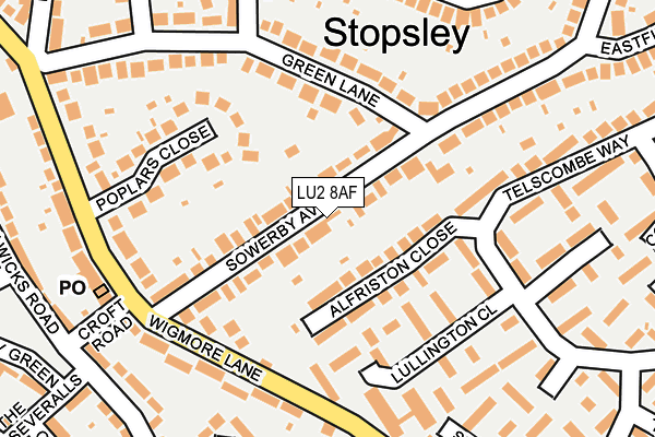 LU2 8AF map - OS OpenMap – Local (Ordnance Survey)