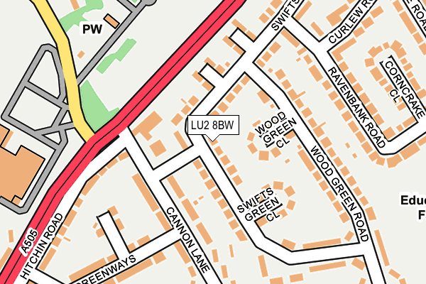 LU2 8BW map - OS OpenMap – Local (Ordnance Survey)