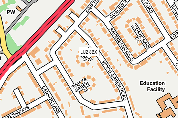 LU2 8BX map - OS OpenMap – Local (Ordnance Survey)