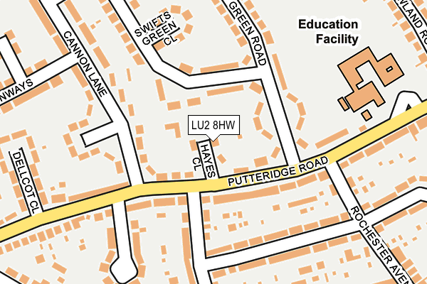 LU2 8HW map - OS OpenMap – Local (Ordnance Survey)