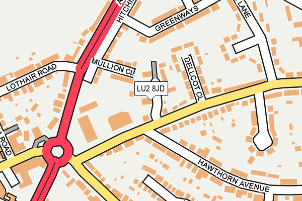 LU2 8JD map - OS OpenMap – Local (Ordnance Survey)