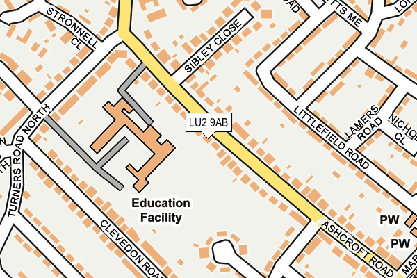 LU2 9AB map - OS OpenMap – Local (Ordnance Survey)