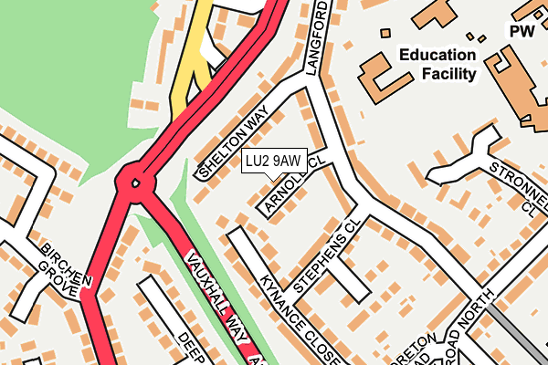 LU2 9AW map - OS OpenMap – Local (Ordnance Survey)