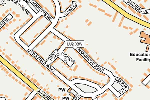 LU2 9BW map - OS OpenMap – Local (Ordnance Survey)