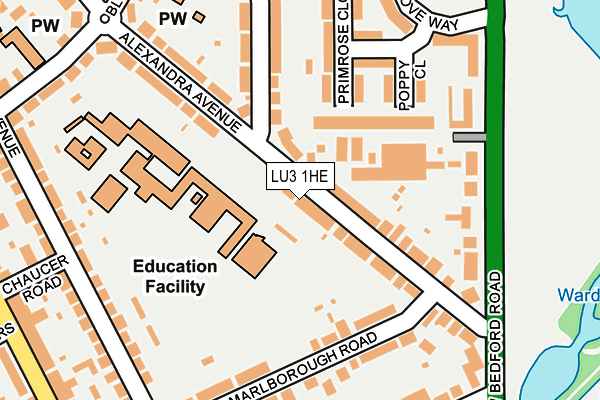 LU3 1HE map - OS OpenMap – Local (Ordnance Survey)