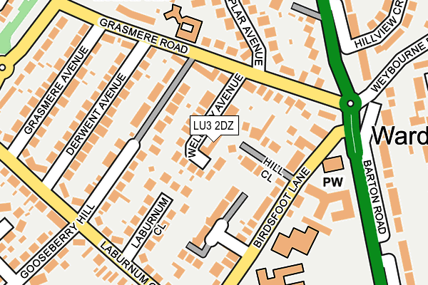 LU3 2DZ map - OS OpenMap – Local (Ordnance Survey)