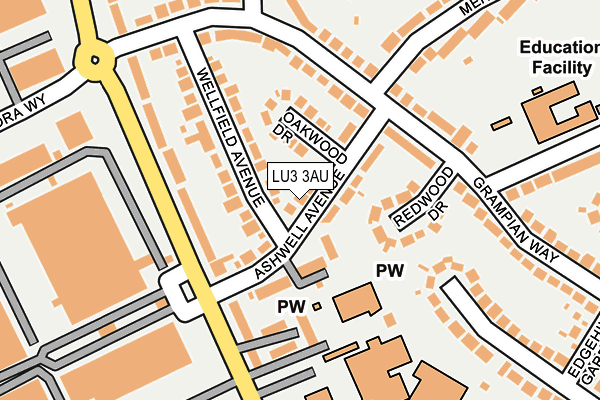 LU3 3AU map - OS OpenMap – Local (Ordnance Survey)