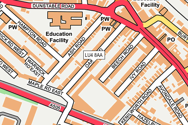 LU4 8AA map - OS OpenMap – Local (Ordnance Survey)