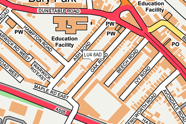 LU4 8AD map - OS OpenMap – Local (Ordnance Survey)