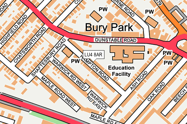 LU4 8AR map - OS OpenMap – Local (Ordnance Survey)