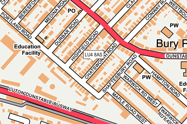 LU4 8AS map - OS OpenMap – Local (Ordnance Survey)