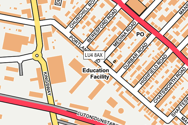 LU4 8AX map - OS OpenMap – Local (Ordnance Survey)