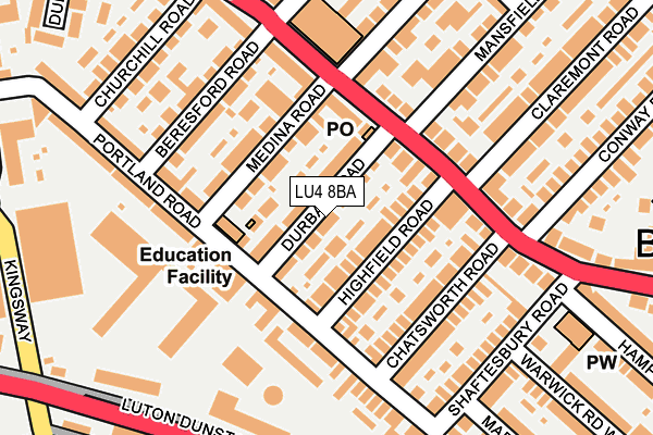 LU4 8BA map - OS OpenMap – Local (Ordnance Survey)