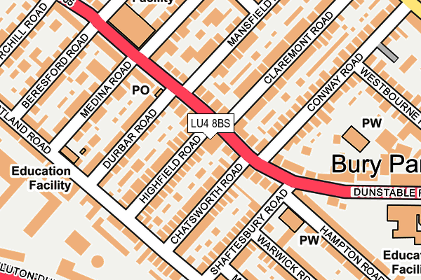 LU4 8BS map - OS OpenMap – Local (Ordnance Survey)