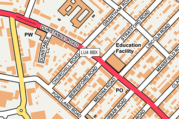 LU4 8BX map - OS OpenMap – Local (Ordnance Survey)