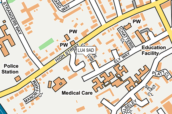 LU4 9AD map - OS OpenMap – Local (Ordnance Survey)