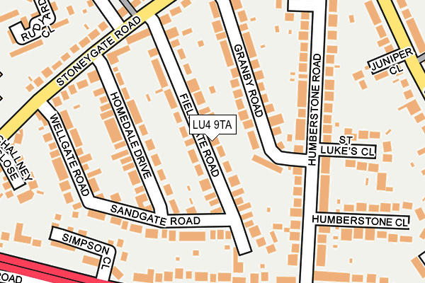 LU4 9TA map - OS OpenMap – Local (Ordnance Survey)