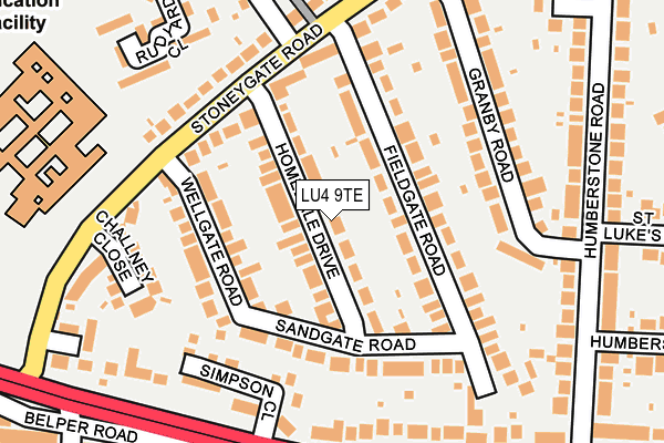 LU4 9TE map - OS OpenMap – Local (Ordnance Survey)