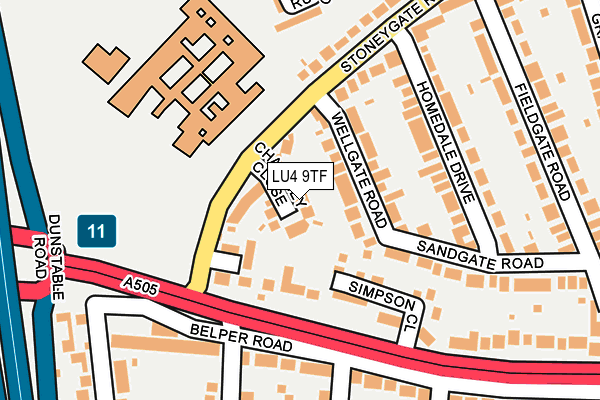 LU4 9TF map - OS OpenMap – Local (Ordnance Survey)