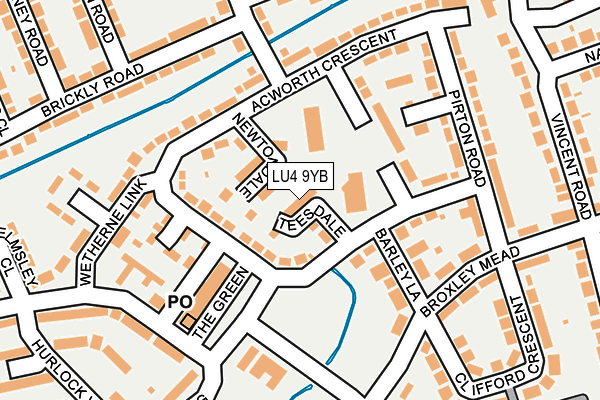 LU4 9YB map - OS OpenMap – Local (Ordnance Survey)