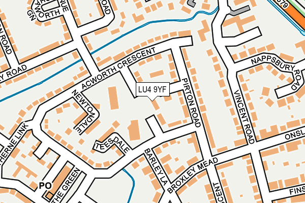 LU4 9YF map - OS OpenMap – Local (Ordnance Survey)