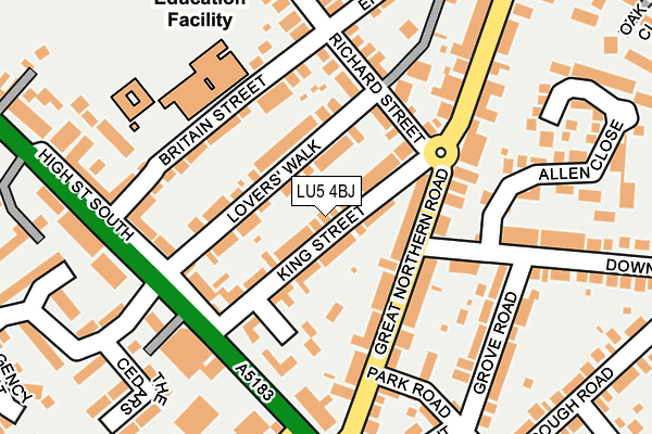 LU5 4BJ map - OS OpenMap – Local (Ordnance Survey)