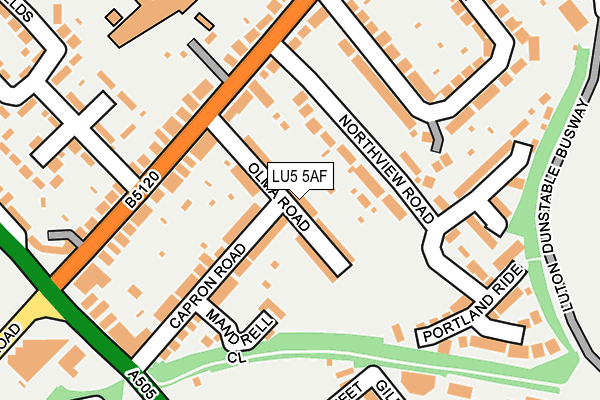 LU5 5AF map - OS OpenMap – Local (Ordnance Survey)