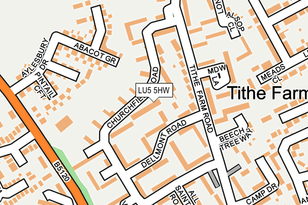 LU5 5HW map - OS OpenMap – Local (Ordnance Survey)