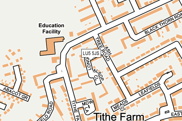 LU5 5JS map - OS OpenMap – Local (Ordnance Survey)