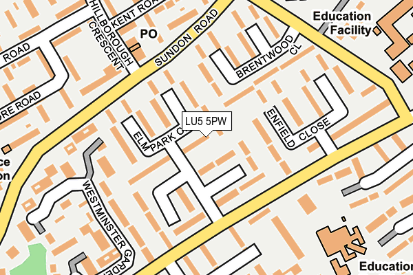 LU5 5PW map - OS OpenMap – Local (Ordnance Survey)