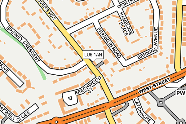 LU6 1AN map - OS OpenMap – Local (Ordnance Survey)