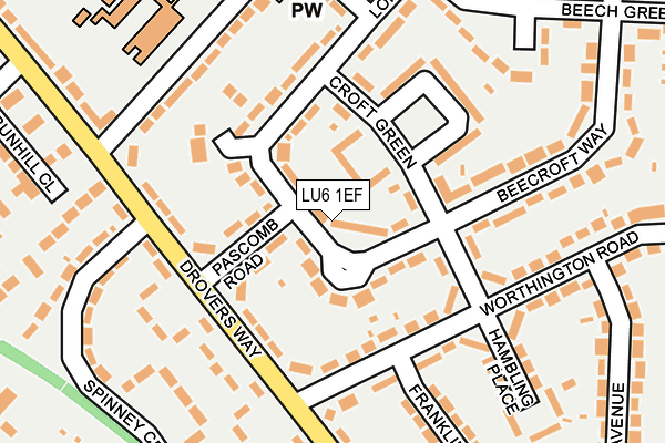 LU6 1EF map - OS OpenMap – Local (Ordnance Survey)