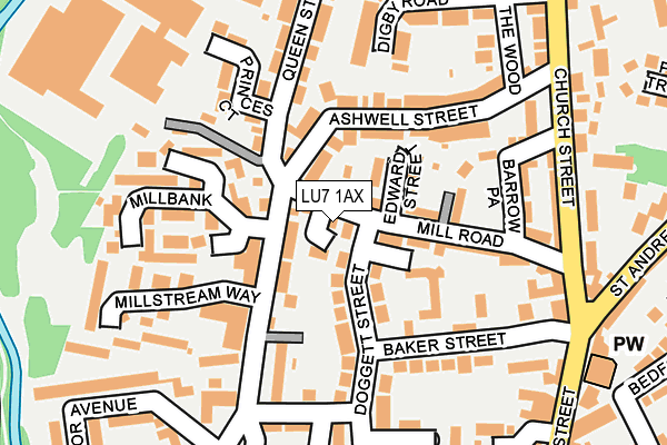 LU7 1AX map - OS OpenMap – Local (Ordnance Survey)