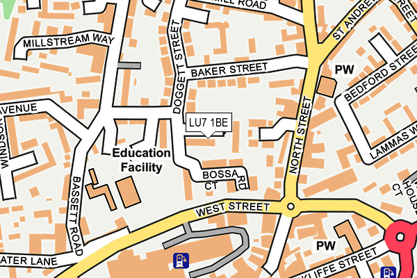 LU7 1BE map - OS OpenMap – Local (Ordnance Survey)